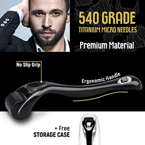 Derma Roller Microneedle Roller For Face, Beard Roller, Microneedling Roller Beard Growth Kit, Beard Roller Hair Growth Beard Care Kit for Men Skin Care Micro Needle Face Roller Scalp Roller 0.25mm