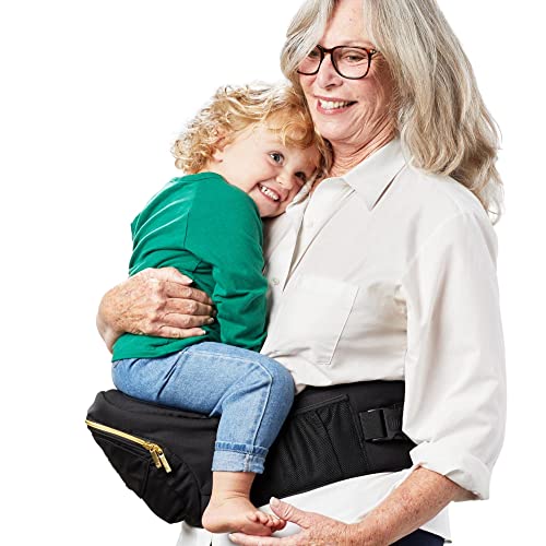 TushBaby - Safety-Certified Hip Seat Baby Carrier - Mom’s Choice Award Winner, Seen on Shark Tank, Ergonomic Carrier & Extenders for Newborns & Toddlers (Carrier, Grey)