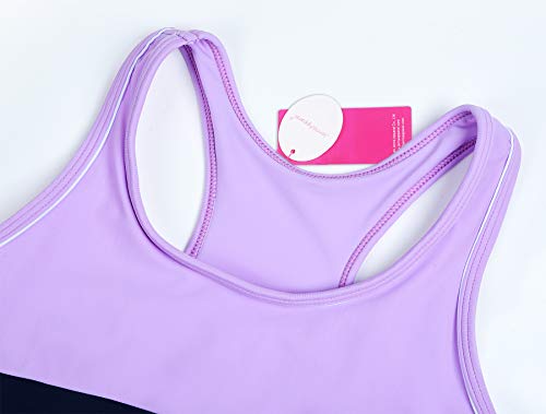 JerrisApparel Little Girls' Summer Two Piece Boyshort Tankini Kids Swimsuit (14-15/Tag Size 5XL, Purple)