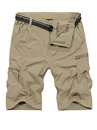 Jessie Kidden Mens Outdoor Casual Elastic Waist Lightweight Water Resistant Quick Dry Fishing Hiking Shorts (6222 Grey 36)