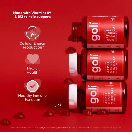 Goli Apple Cider Vinegar Gummy Vitamins - 300 Count - Vitamins B9 & B12, Gelatin-Free, Gluten-Free, Vegan & Non-GMO