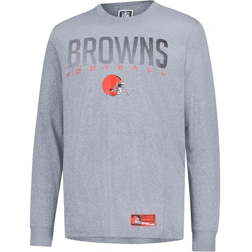 Ultra Game NFL Official Adults Super Soft Game Day Long Sleeve T-Shirt - Unisex, Cleveland Browns, Heather Gray, Small
