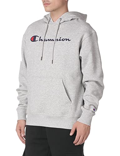 Champion mens Powerblend Fleece Pullover Hoodie, Script Logo Hooded Sweatshirt, Oxford Gray-y06794, X-Small US