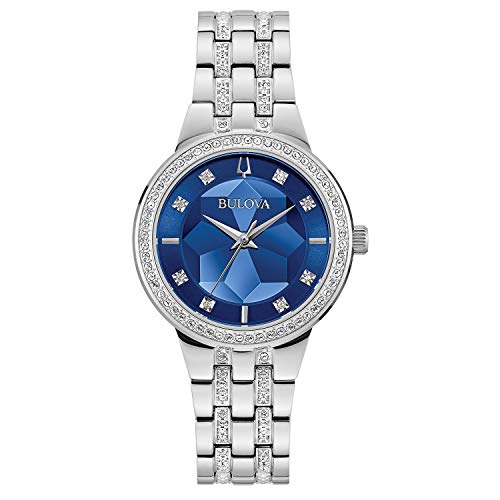 Bulova Crystal Quartz Ladies Watch, Stainless Steel , Silver-Tone (Model: 96L276)