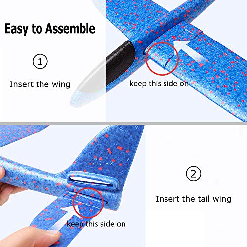 BooTaa 2 Pack Airplane Toys, Upgrade 17.5" Large Throwing Foam Plane, 2 Flight Mode Glider Plane, Flying Toy for Kids, Gifts for 3 4 5 6 7 Year Old Boy, Outdoor Sport Toys Birthday Gifts Party Favors