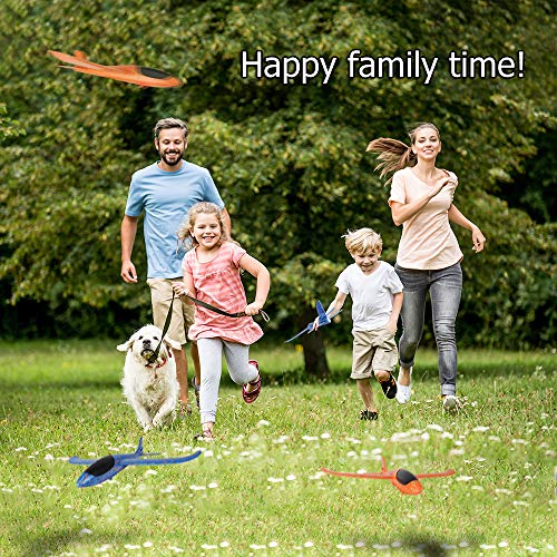 BooTaa 2 Pack Airplane Toys, Upgrade 17.5" Large Throwing Foam Plane, 2 Flight Mode Glider Plane, Flying Toy for Kids, Gifts for 3 4 5 6 7 Year Old Boy, Outdoor Sport Toys Birthday Gifts Party Favors