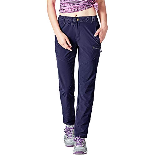 Gopune Women's Outdoor Hiking Travel Pants Lightweight Stretch Active Pants (Navy,L)