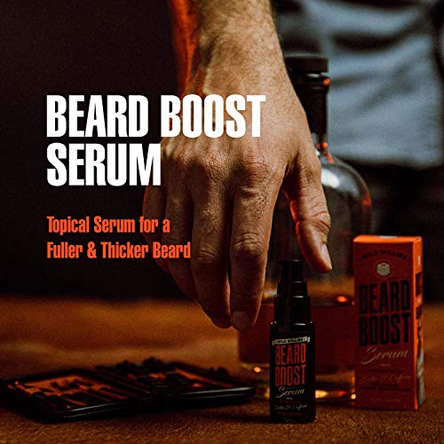 Beard Growth Serum with Biotin & Caffeine by Wild Willies - Natural Beard Care for Thicker, Fuller Healthier Beard - Mens Facial Hair Treatment for Grooming - Increases Thickness and Volume