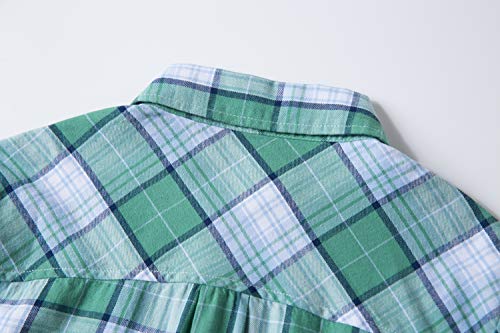 Tronjori Boys' Short Sleeve Button Down Woven Shirt(14,Olive Check)