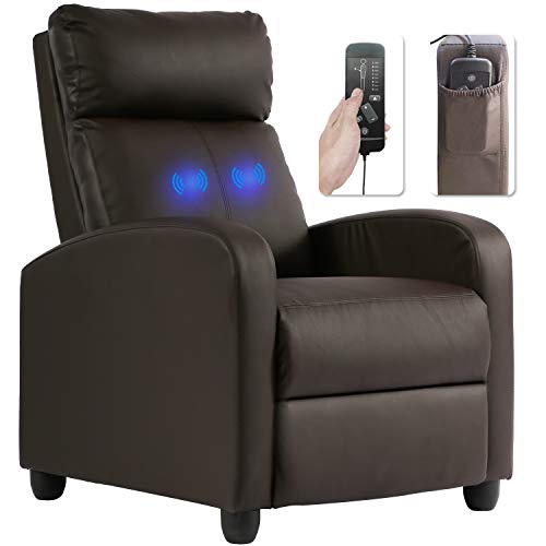 Recliner Chair for Living Room Massage Recliner Sofa Reading Chair Winback Single Sofa Home Theater Seating Modern Reclining Chair Easy Lounge with PU Leather Padded Seat Backrest