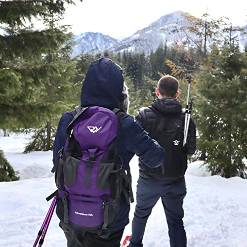 RuRu Monkey 50 Liter Hiking Backpack Daypack for Outdoor Camping Traveling (purple)