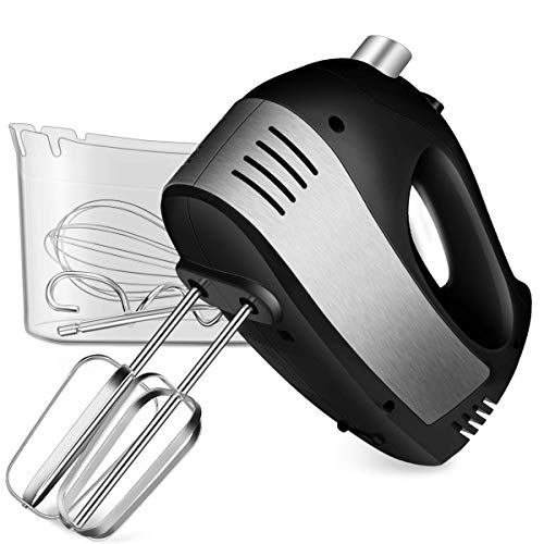 Hand Mixer Electric, Cusinaid 5-Speed Hand Mixer with Turbo Handheld Kitchen Mixer Includes Beaters, Dough Hooks and Storage Case (Black) (Renewed)