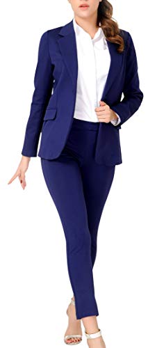 Marycrafts Women's Business Blazer Pant Suit Set for Work (Black, Numeric_12)