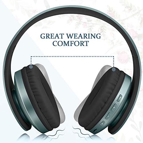 TUINYO Wireless Headphones Over Ear, Bluetooth Headphones with Microphone, Foldable Stereo Wireless Headset- Silver Blue