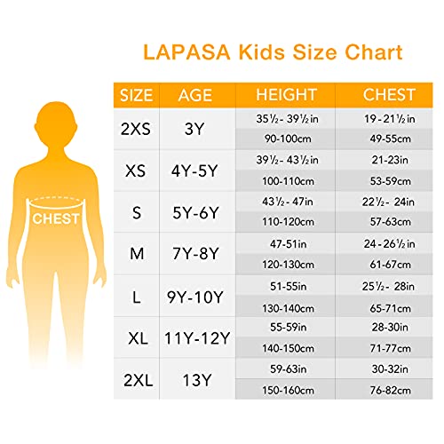 LAPASA Kids T-Shirts Pure Cotton 4-Pack, Short Sleeve White Tees Boy & Girl, 100% Non-Allergenic Cotton Crew Neck Unisex K01,Orange+Yellow+Green+Navy,13Y