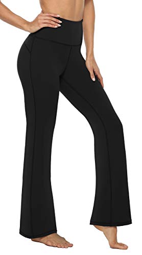 AFITNE Yoga Pants for Women Bootcut Pants with Pockets High Waisted Workout Bootleg Yoga Pants Tall Long Athletic Gym Pants Black - XL