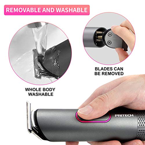 PRITECH Hair Trimmer for Women, Waterproof Bikini Trimmer, Rechargeable Pubic Hair Clippers and Trimmer, Electric Shaver for Women, Women Electric Razor, Hair Cut Kit, Barber Grooming Set, Aurora Gray