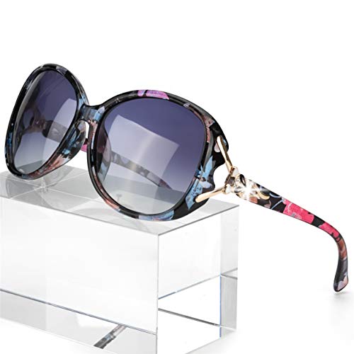FIMILU Classic Oversized Sunglasses for Women Polarized UV400 Protection Lenses Ladies Fashion Retro HD Sun Glasses (A0 Floral Frame Oversized Polarized Sunglasses)