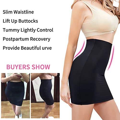SLIMBELLE Half Slips Shaper Cool Comfort Seamless Firm Control Slip Shapewear Under Dress Tight Skirt Undergarments Black XL