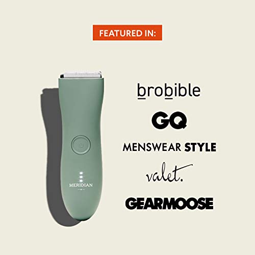Meridian - The Trimmer - Electric Body & Pubic Hair Trimmer - Waterproof and Cordless for Wet/Dry Use - Painlessly Remove Hair to Feel Fresh Down There - for Men & Women - 90 Min Battery Life - Sage