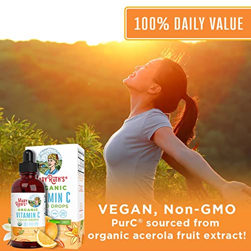 Vitamin C Supplement for Women & Men | USDA Organic Vitamin C Liquid Drops for Adults| Vitamin for Immune Support & Overall Health | Vegan | Non-GMO | Gluten Free | 4 Fl Oz