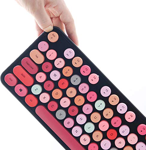 UBOTIE Colorful Computer Wireless Keyboard Mouse Combos, Typewriter Flexible Keys Office Full-Sized Keyboard, 2.4GHz Dropout-Free Connection and Optical Mouse (Black-Colorful)