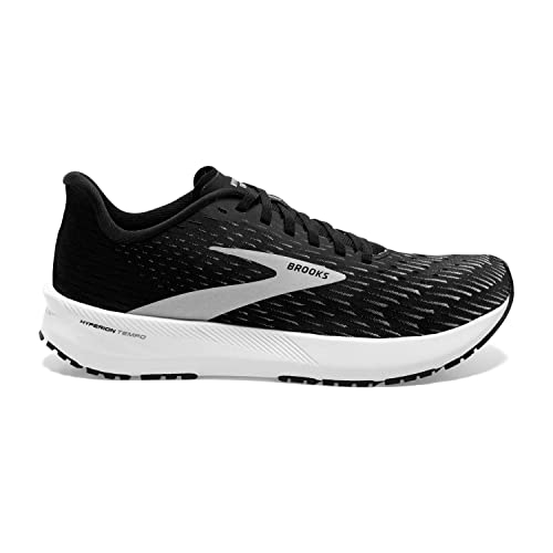 Brooks Hyperion Tempo Running Shoes for Women - Plush Tongue and Collar, Breathable Fabric Lining, and Durable Rubber Outsole Black/Silver/White 5 B - Medium