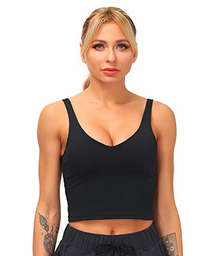 Dragon Fit Sports Bra for Women Longline Padded Bra Yoga Crop Tank Tops Fitness Workout Running Top