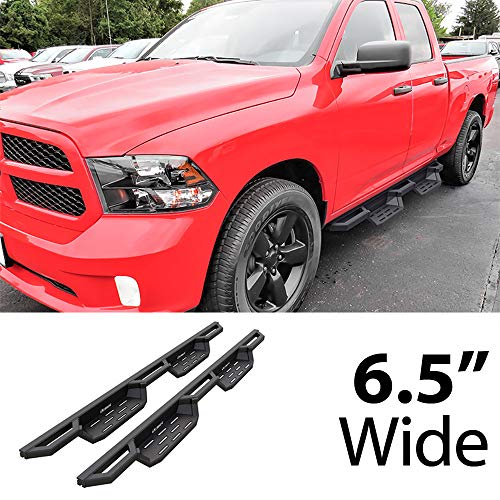 HD Ridez Aluminum Drop Steps Armor Compatible with Dodge Ram 1500 2009-2018 Quad Cab (Drilling Required for Some Models) (Nerf Bar Side Steps Side Bars)