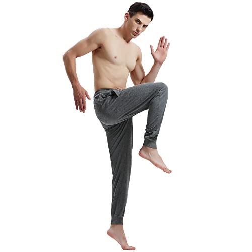 AMY COULEE Men's Sweatpants Comfortable Cotton Home Casual Pants with Pockets (Dark Gray, L)