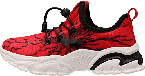 BRONAX Little Boys Slip On Sneakers Size 10 Zapatos de Niños Shoes Tennis Running Athletic No Lace Gym Running Tennis Sneaker for Little Kids Red