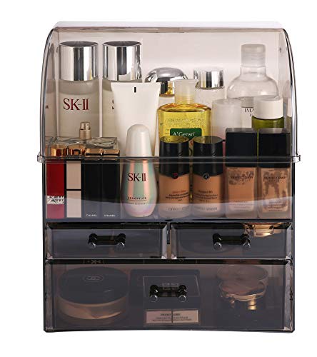 MOOCHI Professional Large Cosmetic Makeup Organizer Dust Water Proof Cosmetics Storage Display Case with Drawers