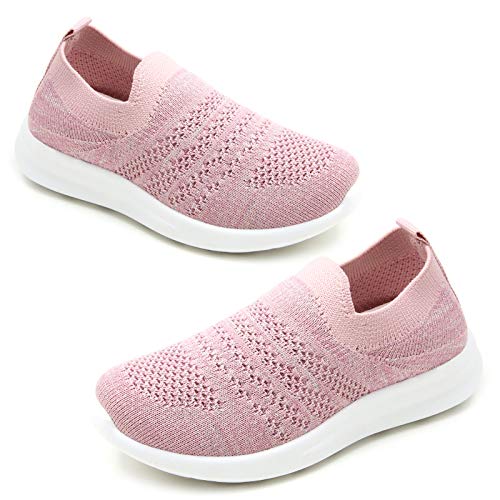 Apawwa Boys Girls Sneakers Kids Lightweight Slip On Running Shoes Pink/Blue/Navy/Black Walking Shoes Breathable Tennis Shoes for Toddler/Little Kids/Big Kids