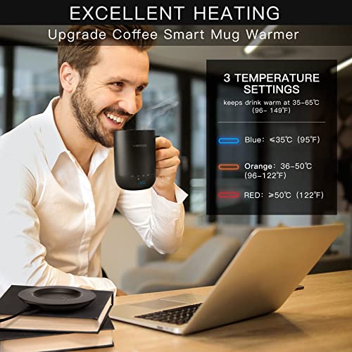 VSITOO S3 Pro Temperature Control Smart Mug with Lid, Coffee Mug Warmer with Mug for Desk Home Office, App Controlled Heated Coffee Cup, Self Heating Coffee Mug 14 oz, Electric Mug - Improved Design