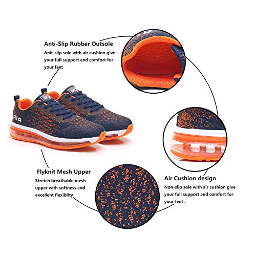Azooken Mens Tennis Footwear Shoes Walking Casual Breathable Jogging Outdoor Sports Fitness Road Lightweight Trail Running Sneakers(8998 Orange 45)