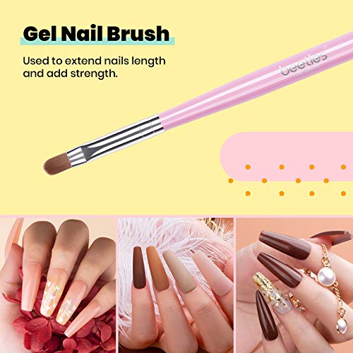 Beetles Nail Art Brushes Set Gel Polish Nail Art Design Pen Painting Tools with Nail Extension Gel Brush, Builder Gel Brush, Nail Art Liner Brush and Nail Dotting Pen for Salon at Home DIY Manicure