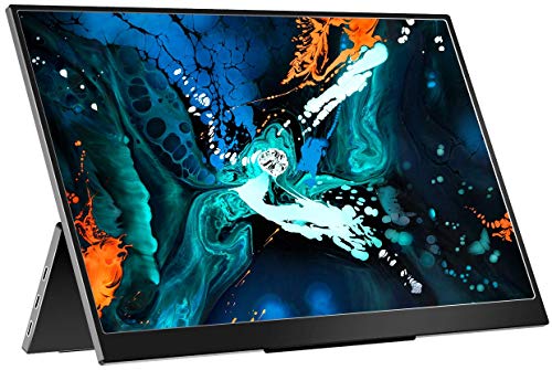 Travel Monitor – Upgraded 15.6 Inch 1080P FHD HDR IPS FreeSync Ultra Slim USB-C Portable Display with Kickstand Dual Type-C Mini HDMI Dual Speakers for Laptop PC Mac Surface Xbox PS4 Switch Phone