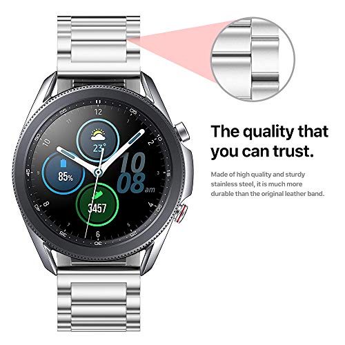 Intoval Band for Samsung Galaxy Watch 3 41mm / Watch 42mm / Active 2 / Active 1 / Gear Sport, Premium Stainless Steel Bands with Link Adjustment Tool (20mm Strap, Silver)