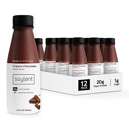 Soylent Plant Based Creamy Chocolate Meal Replacement Shake, Contains 20g Complete Vegan Protein, Ready-to-Drink, 14oz, 12 Pack