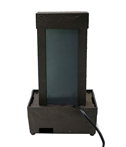 Nature's Mark 10" H Mirrored Waterfall Light Show Tabletop Water Fountain with Natural River Rocks and Color Changing LED Lights (Power Cord Attached)