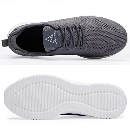 YDB Men's Running Ultra Lightweight Breathable Walking Non Slip Athletic Fashion Mesh Workout Casual Sports Shoes, Grey015, 9.5