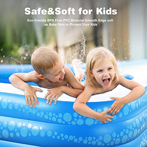 Inflatable Pool, Hesung 95" X 56"X 21" Family Swimming Pool for Kids, Toddlers, Infant, Adult, Full-Sized Inflatable Blow Up Kiddie Pool for Ages 3+, Outdoor, Garden, Backyard, Summer Swim Center