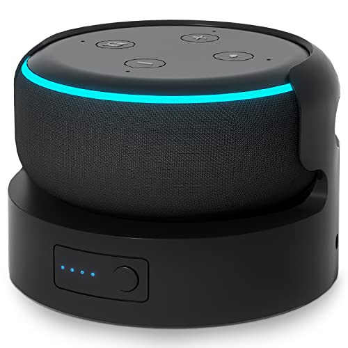 Battery Base for Dot 3rd Gen Battery Stand Portable Charger for Dot 3rd Back up Battery 8 Hours Play time, Not Include Echo Dot 3 (Black 5200mah)
