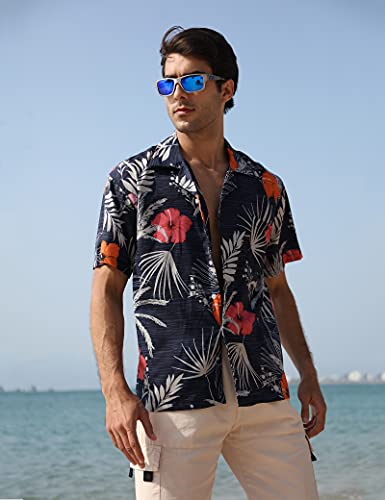 BOJIN Men's Hawaiian Shirts Short Sleeve Tropical Beach Casual Button Down Shirts BJ056 1X