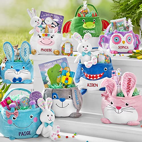 Let's Make Memories Personalized Furry Critter Easter Basket for Kids - Blue Bunny