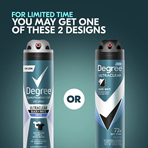 Degree Men Ultrclear Antiperspirant Spray Protects from Deodorant Stains Black + White Instantly Dry Spray Deodorant 3.8 oz 3 Count