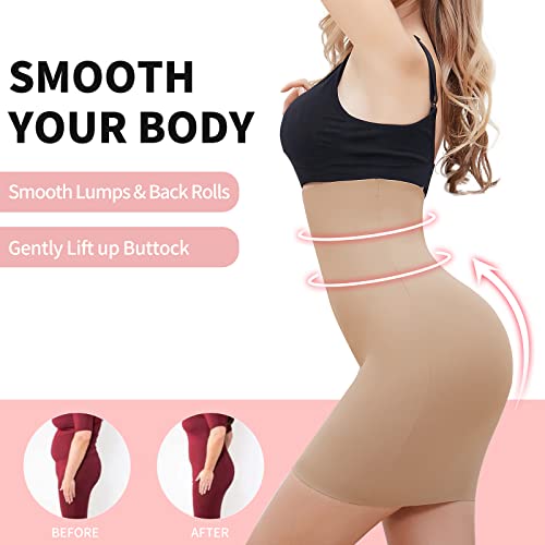 Half Slips for Women Under Dress High Waist Light Tummy Control Shapewear Slip Slimming Body Shaper Beige