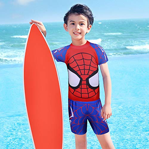Toddler Boys Two Piece Swimsuit Kids Swim Set Short Sleeve Bathing Suit Trunks and Shirt