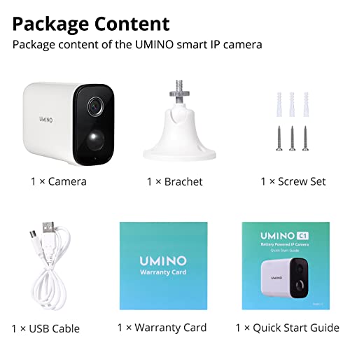 UMINO Security Camera Outdoor,1080P FHD Wireless Rechargeable Battery Camera for Home Security,PIR Motion Detection, Siren Alarm,2 Way Audio,Night Vision,Waterproof