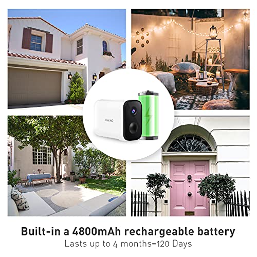 UMINO Security Camera Outdoor,1080P FHD Wireless Rechargeable Battery Camera for Home Security,PIR Motion Detection, Siren Alarm,2 Way Audio,Night Vision,Waterproof